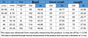 Size chart for Valentine's Day sweatshirt from S to 3XL with CM and IN measurements