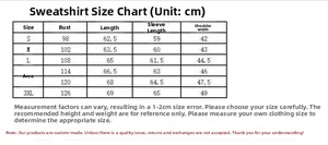 Detailed size chart for Saint Patrick's Day sweatshirt from size S to 3XL in cm units