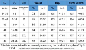 Guide des tailles détaillé pour jeans décontractés incluant mesures EU US et standards S-3XL