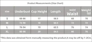 Size chart for cutout leather sexy lingerie bodysuit showing measurements for S to XL