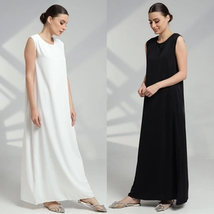 Robe Longue Sans Manches Décontractée pour Femmes Couleur Unie Col Rond Ample Ligne A Robe Longue Velours de Hollande Été Plage Fête