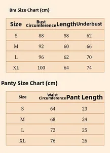 Detailed size chart for sexy backless bodysuit set including S-XL chest and waist measurements