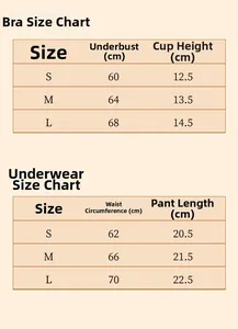 Detailed size chart for leopard print lingerie set including bra and panties measurements
