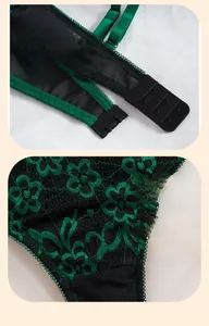 Détail de la broderie en dentelle du soutien-gorge avec agrafage à trois rangées