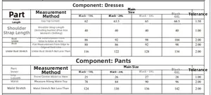 Detailed size chart for sexy floral tube dress and pants in sizes 1XL to 4XL