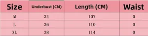 Detailed size chart for Modal nightdress showing bust and length in CM for M, L, XL sizes