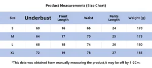 Size chart showing underbust, waist, and length for lace lingerie set in S to XL