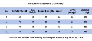 Detailed product size chart for lace-up lingerie set including bust and waist measurements