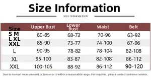 Detailed size chart for red velvet wireless lingerie set including S to XXL dimensions