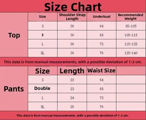 Tableau des tailles détaillé pour ensemble de lingerie sexy montrant les mesures S à XL