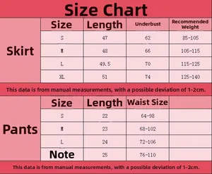 Guide des tailles pour ensemble moulant transparent avec mesures jupe et pantalon