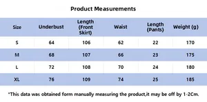 Size chart for sultry leopard lace lingerie dress showing S to XL measurements and dimensions