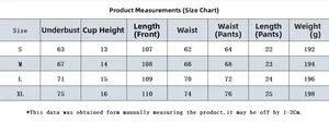 Detailed size chart for red sheer evening gown showing S-XL measurements in a table