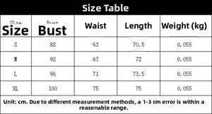 Detailed size chart for lace bodysuit lingerie showing S to XL measurements in centimeters