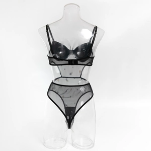 Detailansicht der Blumenstickerei auf transparentem Netz-Dessous mit Gänseblümchen-Motiv