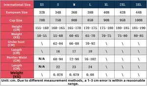 Guide des tailles détaillé pour ensemble de lingerie en dentelle du XS au 3XL