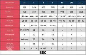 Detailed size chart for leopard mesh bodysuit with measurements in centimeters