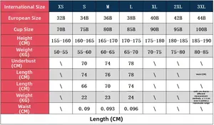Detailed international size chart for floral embroidery mesh lingerie dress two-piece set