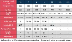 Detailed size chart for lace purple leopard print bra and panty set including EU measurements