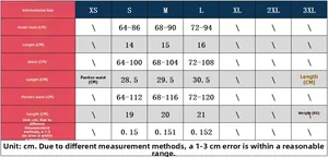 Guide des tailles pour ensemble lingerie 3 pièces avec mesures du XS au 3XL en CM