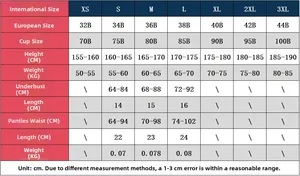Tableau des tailles détaillé pour ensemble lingerie dentelle incluant mesures XS à 3XL