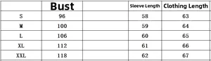 Detailed size chart for women's leopard print shirt with measurements from S to XXL