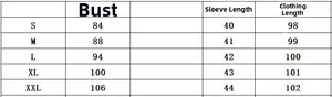 Size guide table for women's solid color dress showing bust, sleeve, and length in cm