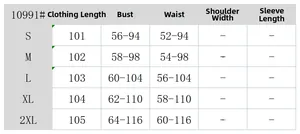 Detailed size chart for leaf print strapless dress featuring S to 2XL measurements