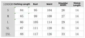 Detailed size chart for summer print dress with measurements from S to XXL for a perfect fit