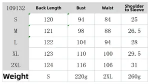 Detailed size guide table for women's slim fit dress showing S-2XL measurements