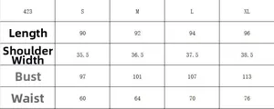 Tableau des tailles détaillé pour robe sans manches à fleurs avec mesures du S au XL