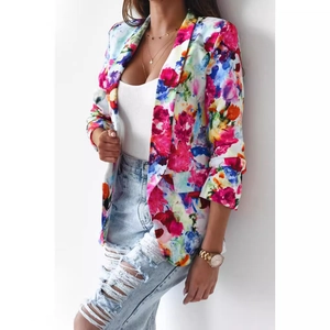 Blazer da donna slim fit con vivace stampa floreale e revers per uno stile alla moda