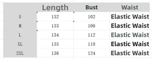 Size chart for V-neck short sleeve jumpsuit with elastic waist measurements from S to 2XL
