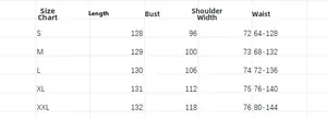 Guide des tailles détaillé pour robe longue imprimée à col en V et manches longues