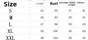Detailed size chart for long sleeve V-neck floral dress ranging from size S to XXL