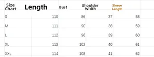 Tableau des tailles détaillé pour robe imprimée à manches longues du S au XXL mesures