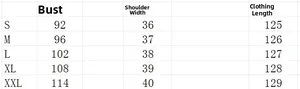Detailed size chart for the V-neck puff sleeve maxi dress including bust and length