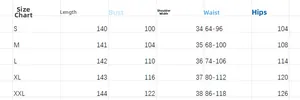 Size guide for women's V-neck jumpsuit showing length, bust, waist and hip in cm
