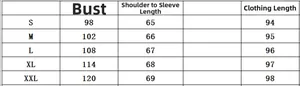 Detailed size chart for floral V-neck dress including bust and length for S to XXL