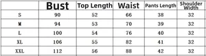 Detailed size chart for women sleeveless set with bust and length measurements S to XXL