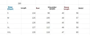 Guide des tailles pour robe imprimée avec mesures de longueur, poitrine et épaules