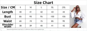 Tabella taglie dettagliata per top corto con scollo a V e misure in CM dalla S alla 2XL