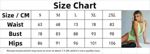 Size chart for mint green hollow out bodysuit bikini showing S to 2XL measurements