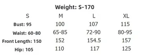 Detailed size chart showing measurements for V-neck wide leg high waist jumpsuit