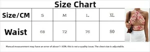 Size chart for summer paisley print halter top with waist measurements from S to XL