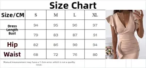 Size chart for deep V neck ruffle dress showing S-XL measurements in centimeters