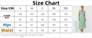Detailed size chart for high waist printed tank dress including S to 2XL measurements
