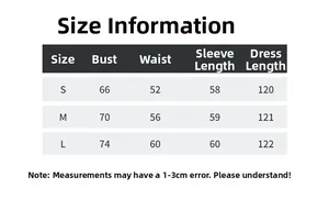 Detailed size chart for V-neck slim fit knit dress including chest and waist measurements