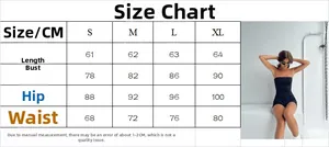 Detailed size chart for minimalist tube top slim fit bodysuit in S to XL measurements