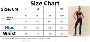 Size chart detail for solid minimalist bodycon jumpsuit with measurements in CM